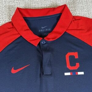 Nike Dri-Fit Men's Large Cleveland Guardians Blue Red Golf Polo Shirt